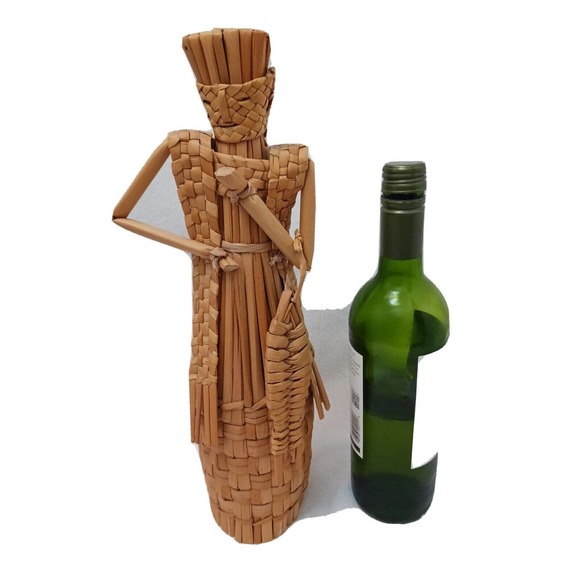 TROPICAL Wicker WEAVED Island Bottle Cover Party Exotic Decor Giftq - Picture 1 of 10